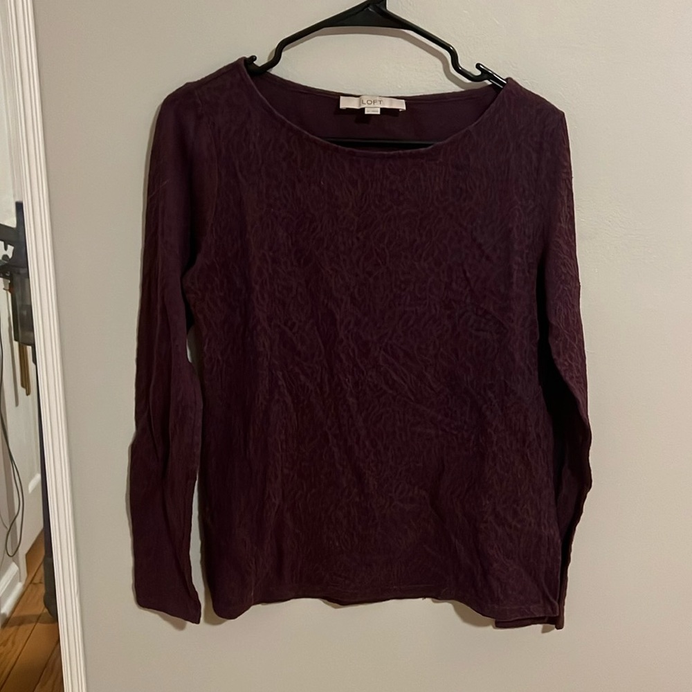 Loft long sleeve lace plum top